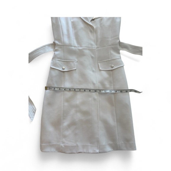 H&M White Sleeveless Belted Blazer Dress Size 6 | Summer Workwear Cocktail - Picture 10 of 14